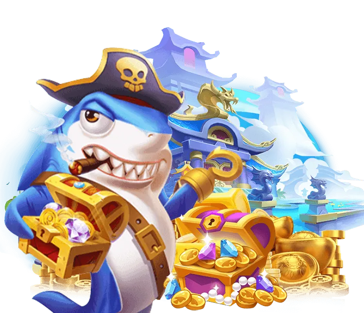 Hình ảnh game Bắn Cá Thần Tài với biểu tượng thần tài và vàng bạc